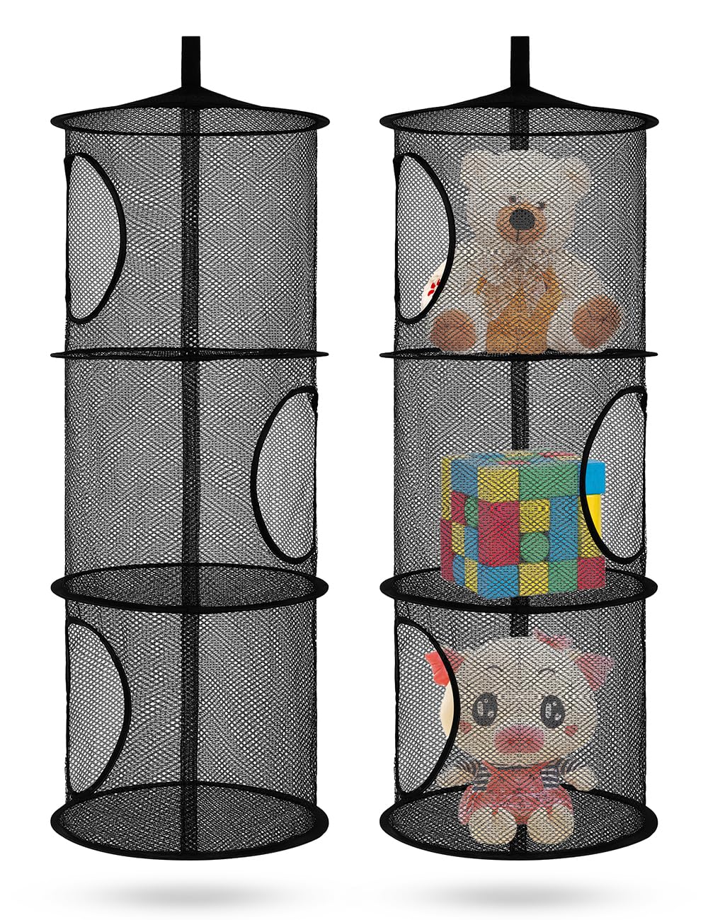 2Pcs Stuffed Animal Storage Foldable Stuffed Animal Net Or Hammock Organizer, 5 Compartments Hanging Mesh Toy Storage Hammock Fo