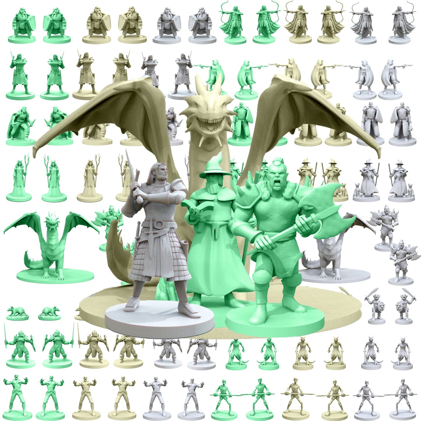 House Of Bodian Mythical Heroes Mini Figure Set For Rpgs - 93 Pcs In 16 Designs - Heroes And Monsters - Suitable Size For Dnd