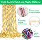 YAXINRUI 33 Inch 7 mm Metallic Gold Bead Necklaces, 15pcs Mardi Gras Beads Bulk Round Beaded Necklaces Costume Necklace for Mard