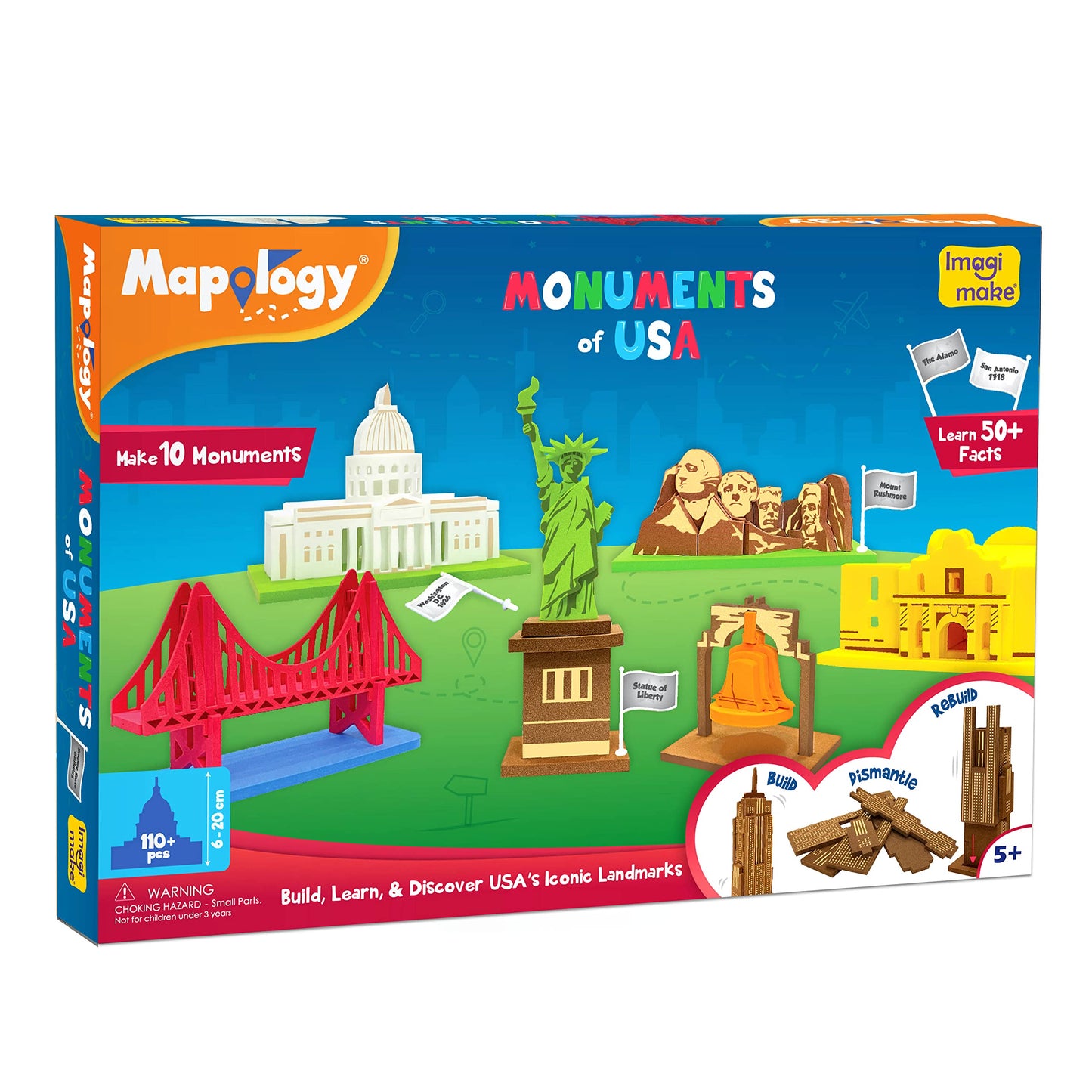 Imagimake Mapology Monuments Of Usa | 3D Puzzles For Kids | Stem Toys & Games | Educational Toys For Kids 5-7 | Birthday Gift Fo