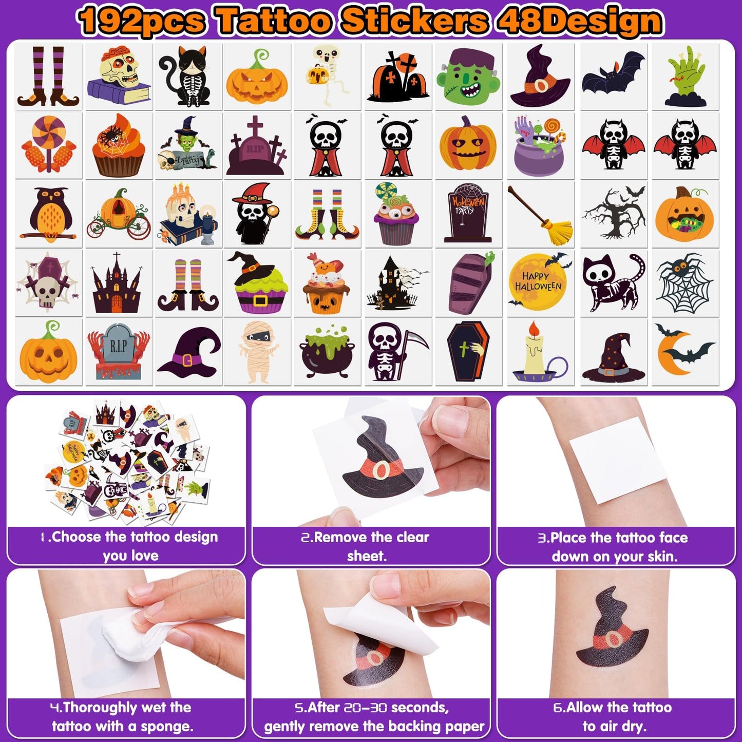 Halloween Party Favors for Kids Toys 264pcs Halloween Prizes Bulk for Kids, Goody Bag Fillers including Stamper Tattoos Slap Bra