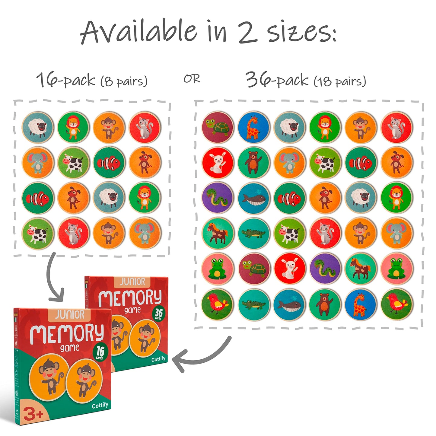 Montessori-Inspired Wooden Matching Game For Toddlers 2-4 Years - Durable, Scratch-Resistant 36 Card Set, Includes Carry Bag - M