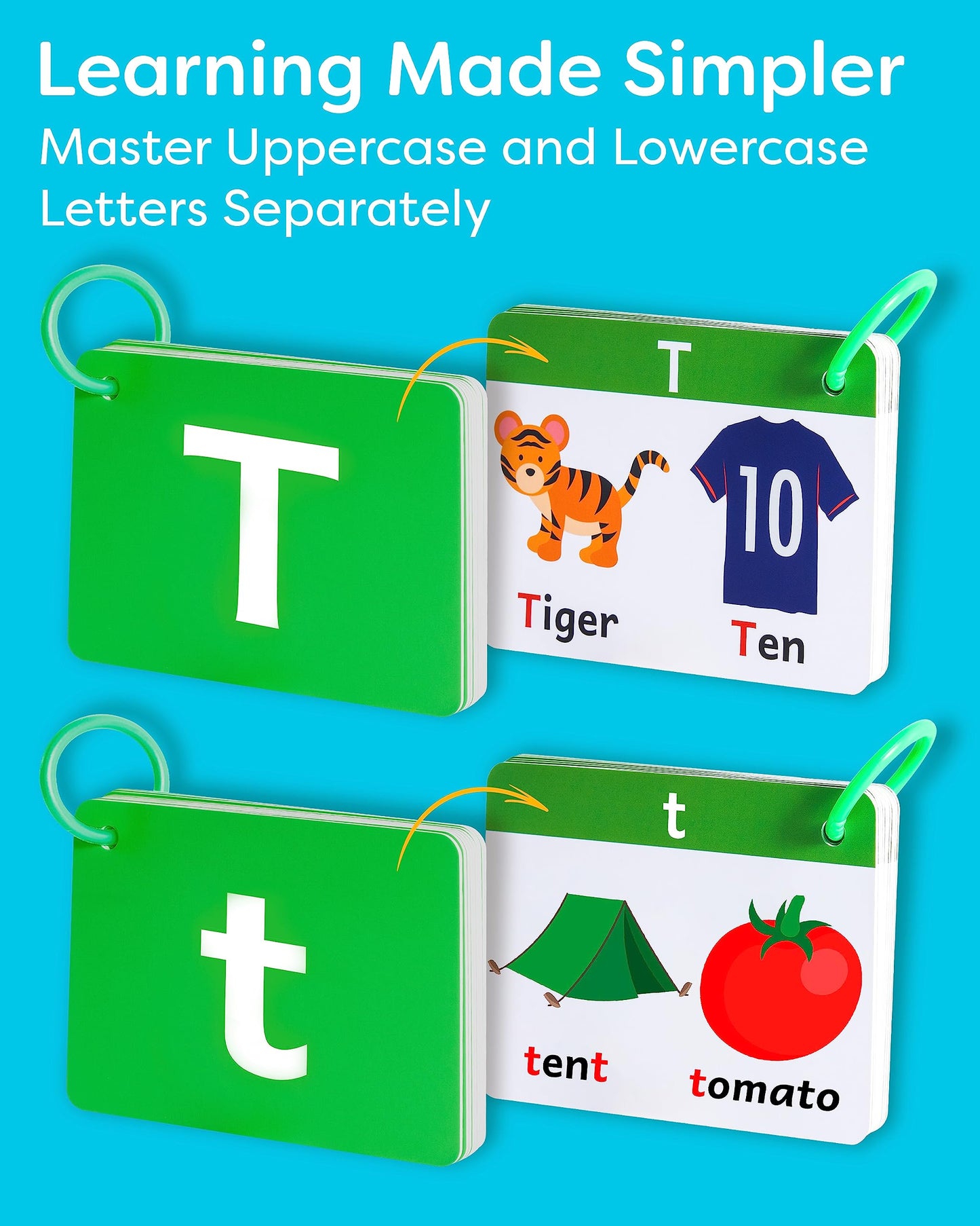 The Bambino Tree Alphabet Flash Cards - Abc Jumbo Flash Cards For Kids Ages 3-6 - Lowercase & Uppercase Letter Recognition Learn