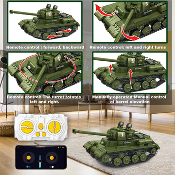 Bestmoment Military Js-2 Rc Tank Building Toys -928 Pcs Ww2 Army Military Toys Building Blocks For Adults, World Of Tanks Buildi