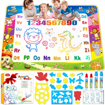 Toddler Toys Water Doodle Mat: 40 X 30 Inch Mess Free Coloring & Drawing Instant Drying Mat - Kids Learning Toys for Girls Age 3