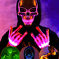 Sumind Halloween LED Mask Scary LED Skeleton Mask Purge Hacker Mask Glow in The Dark Mask for Halloween Costume Party(Pink)