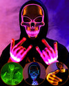 Sumind Halloween LED Mask Scary LED Skeleton Mask Purge Hacker Mask Glow in The Dark Mask for Halloween Costume Party(Pink)