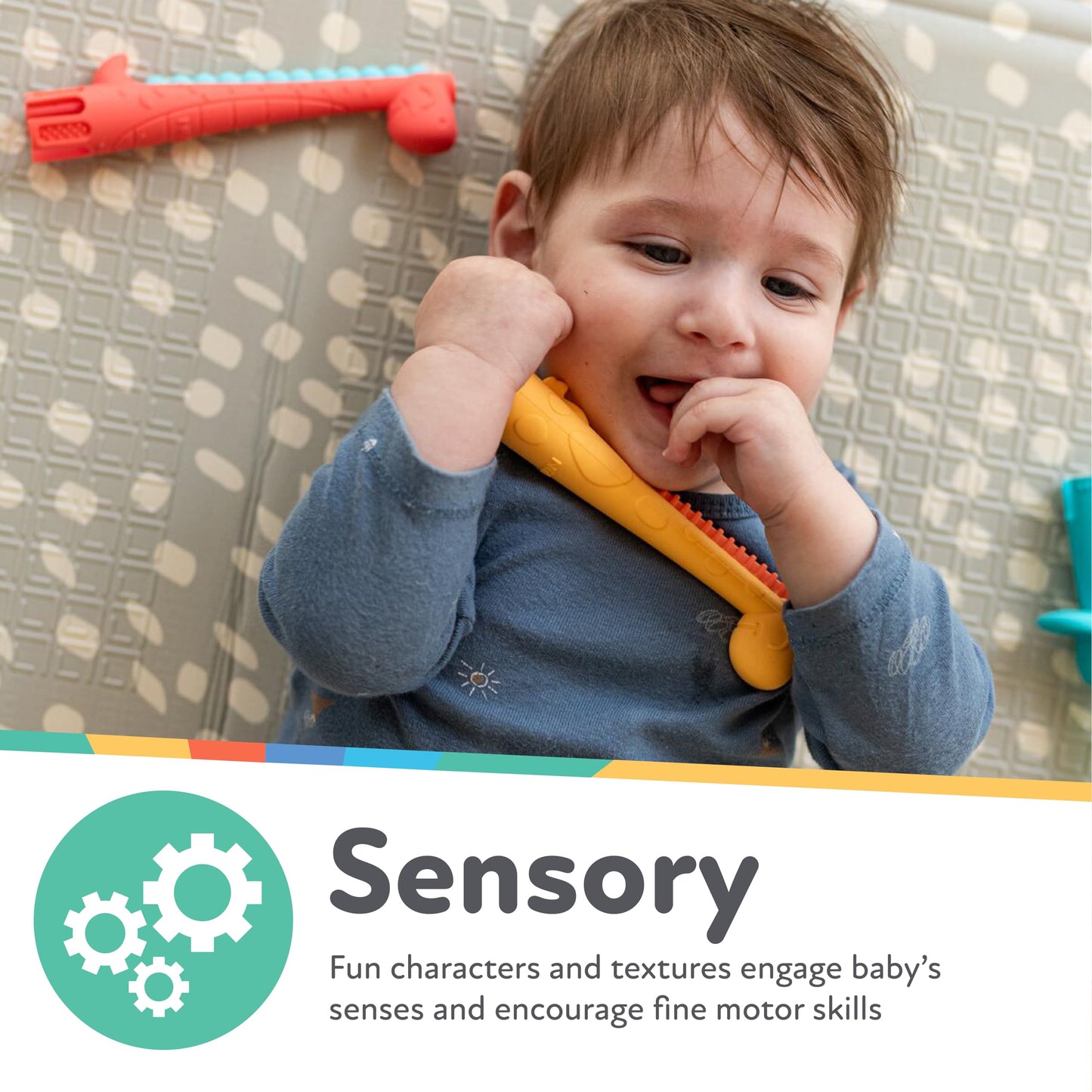 Nuby Tube Teether - (2-Pack) Baby Teething Toy - 3+ Months - Elephant and Giraffe