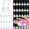 Deekin 100 Pcs LED Light up christmas Rubber Duck Keychain Cute Duck Keychains Bulk Mini Duck Party Favors 3D Duck Chains Small 