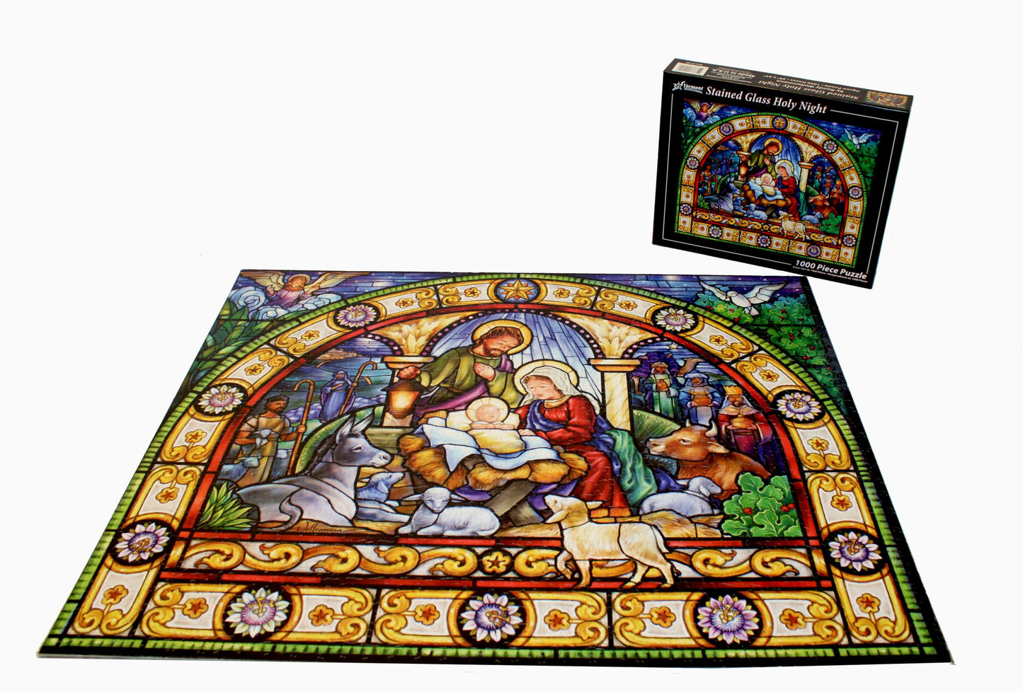 Vermont Christmas Company Stained Glass Holy Night Jigsaw Puzzle 1000 Piece