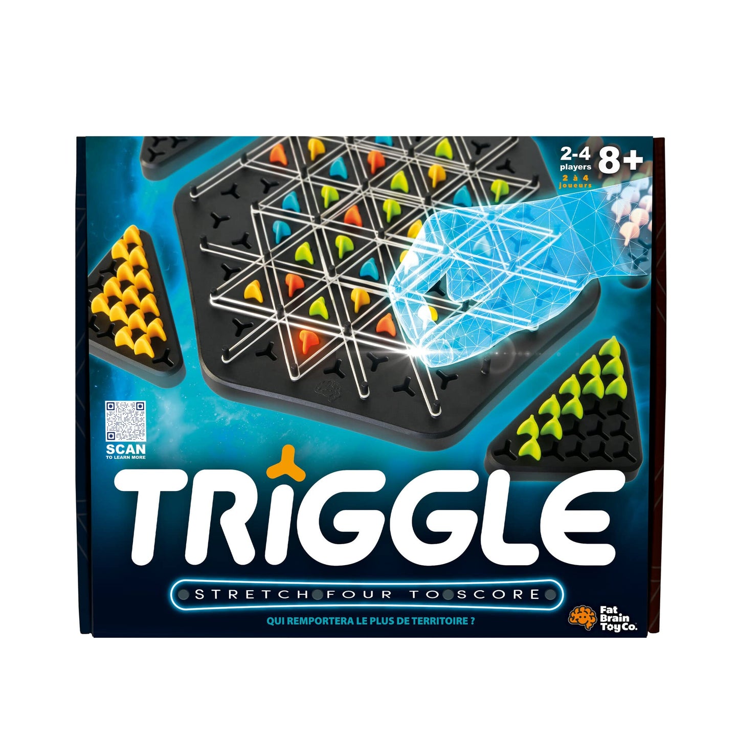 Fat Brain Toys Triggle - Stretch Four To Score [Fun Family Brainteaser Strategy Game For Kids, Teens, & Adults] Rubber Band Tria