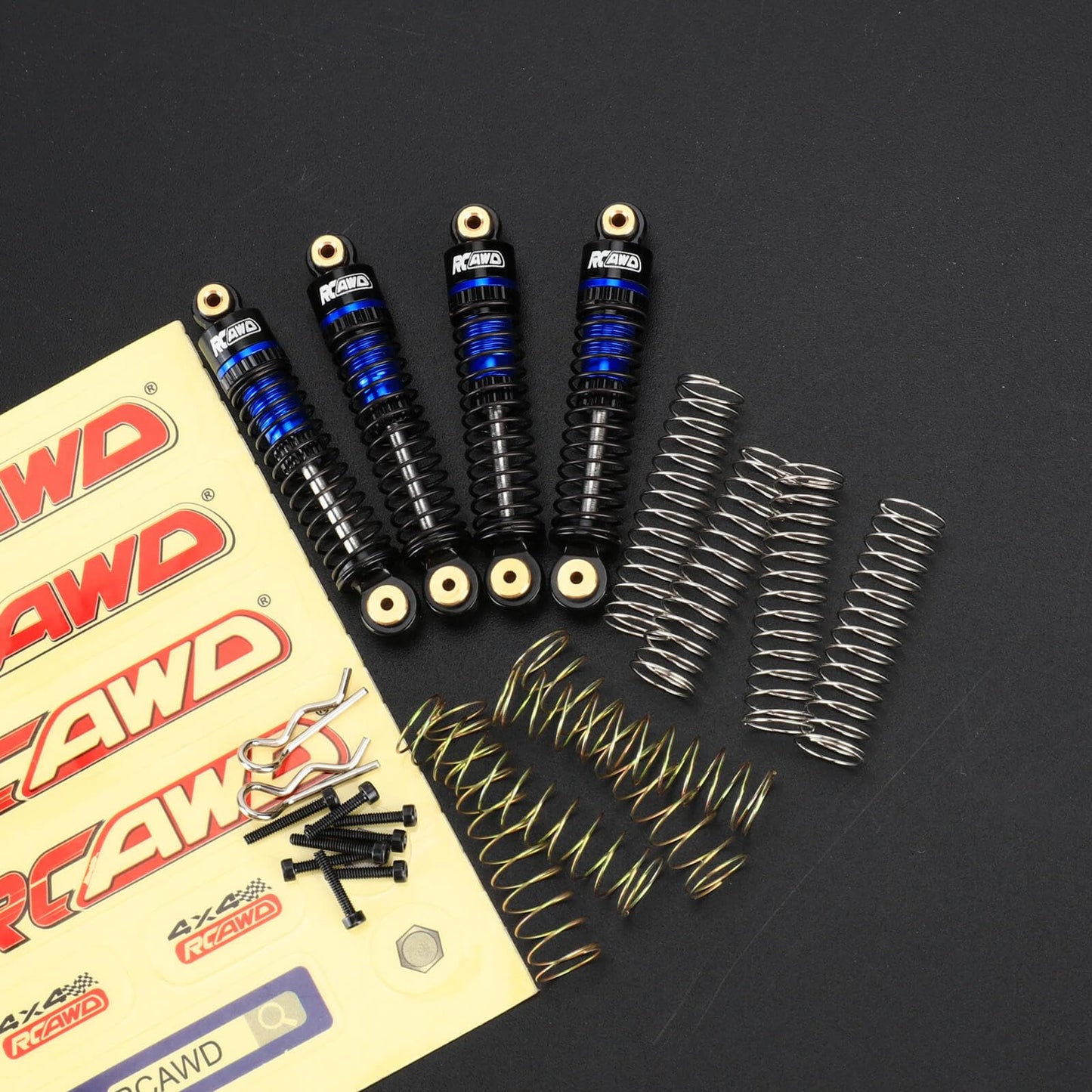 RCAWD 47MM SCX24 Shocks Oil Type & Body Cilps for Axial 1/24 SCX24 AX24 Front Rear Shock Series Upgrades Parts Blue