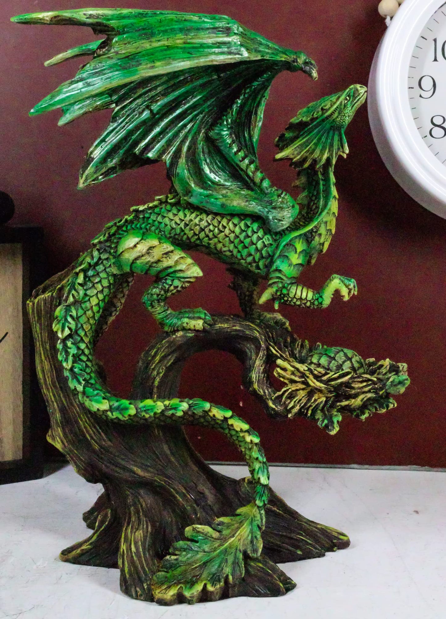 Ebros Dryad Gaia Tree Ent Earth Dragon Perching On Branch Collectible Statue Mythical Fantasy Age of Dragons Behemoth Figurine Artwork by Anne Stokes (mature-themed Mother)