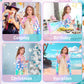 LIMIROLER Princess Dress Up Toys Set - 9 Pcs Rainbow Mermaid Cape Kit for Girls 3-8 Years, Polyester, Great Gift for Birthdays & Holidays