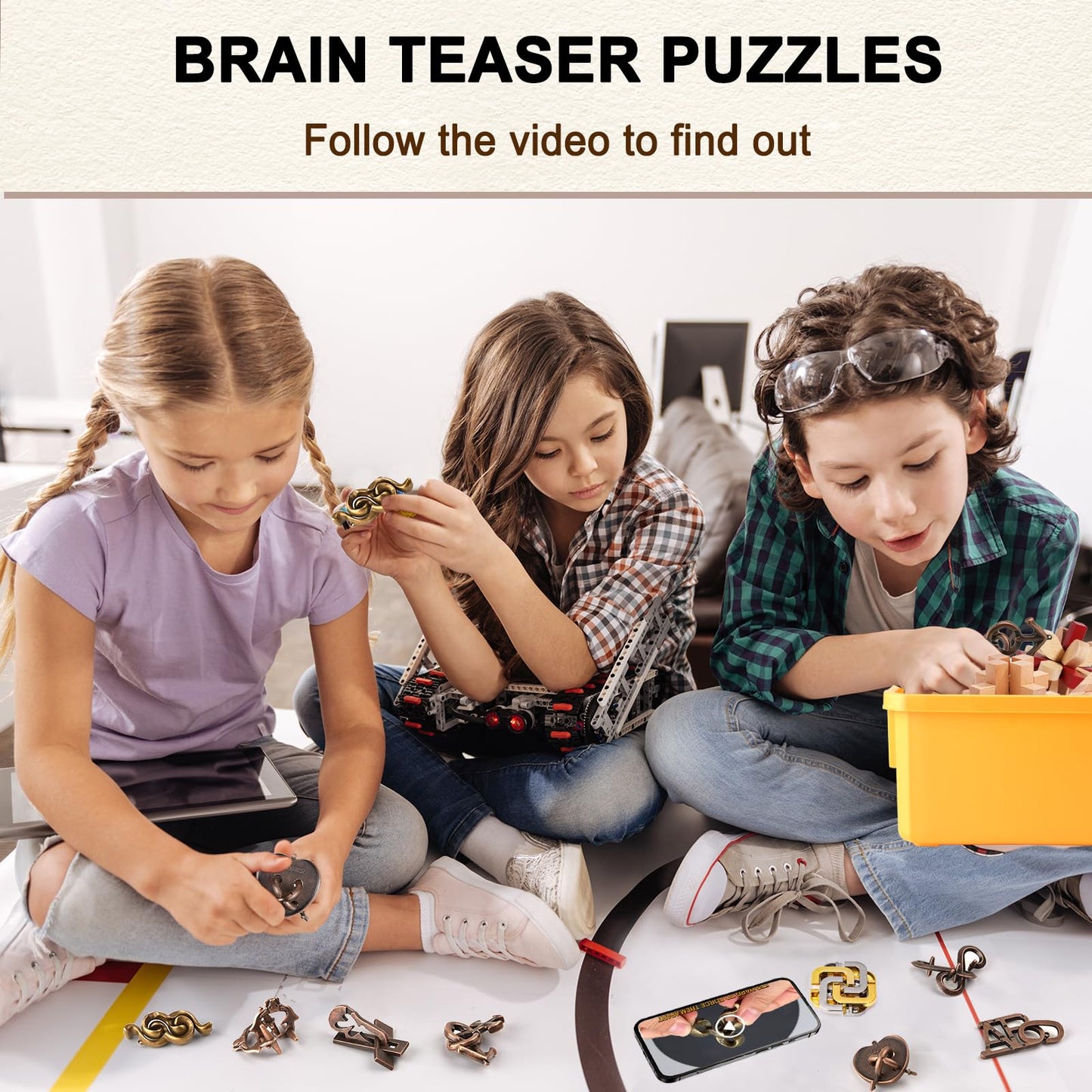 Brain Teaser Puzzles for mature-themeds Disentanglement Puzzles Metal Wooden Brain Teaser Puzzle 16pcs Logic Metal Puzzle for mature-themed Kid Toy Lock Puzzles Gift for mature-themeds Teenagers Kids