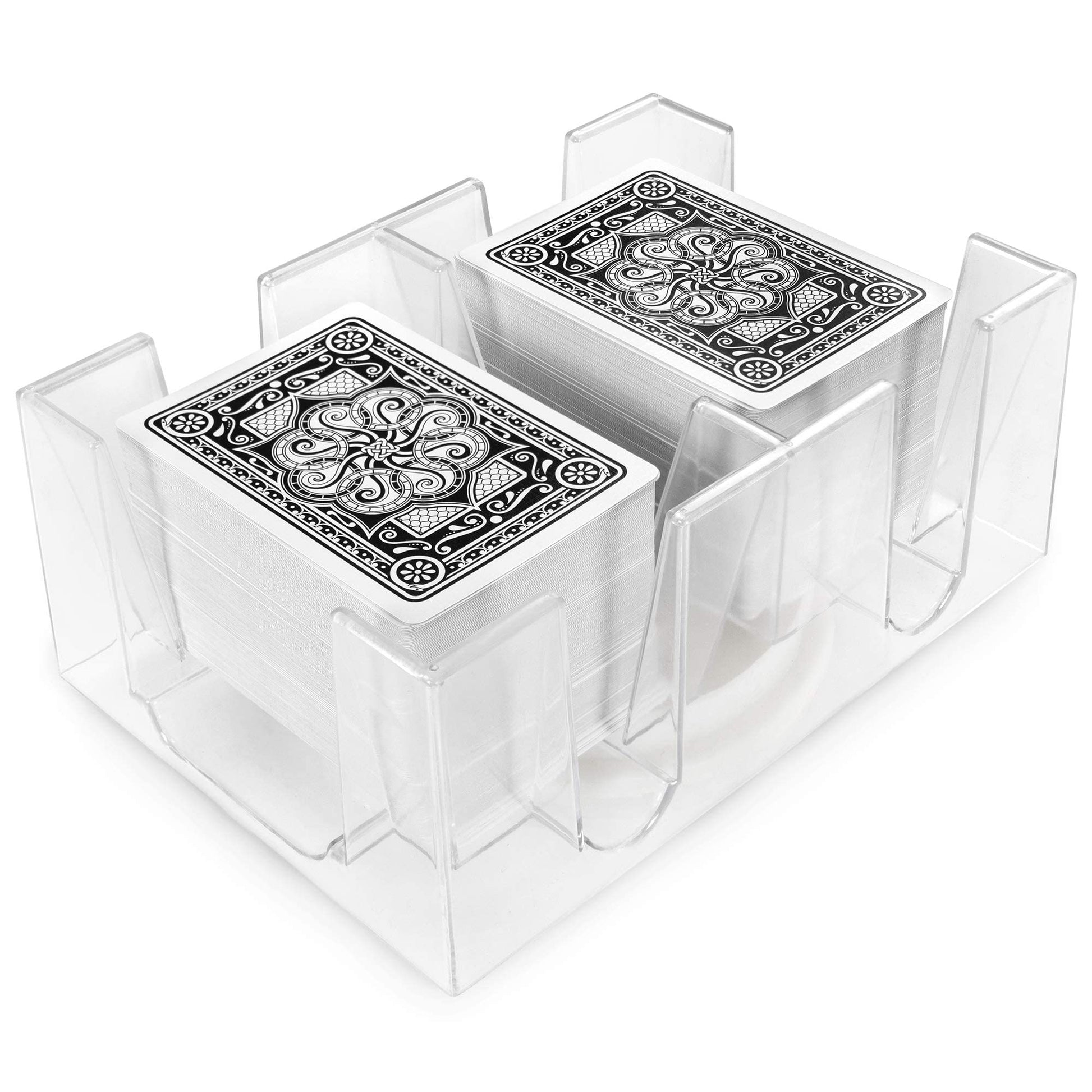 Brybelly Rotating Card Deck Tray | Standard Sized Playing Cards | Rotates In Any Direction | Clear | 6 Deck Tray