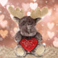 Dollibu I Love You Valentine Plush Brownish Sitting Moose - Cute Stuffed Animal With Red Heart And Name Personalization Gift For Valentines Day, Birthday, Anniversary, Romantic Date - 10 Inches