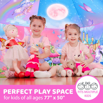 W&O Enchanted Aerodome With Led Lights - Inflatable Princess Castle For Kids Aged 3-12, Inflates In Seconds Creating An Immersive Fairytale Experience (Fan Not Included)