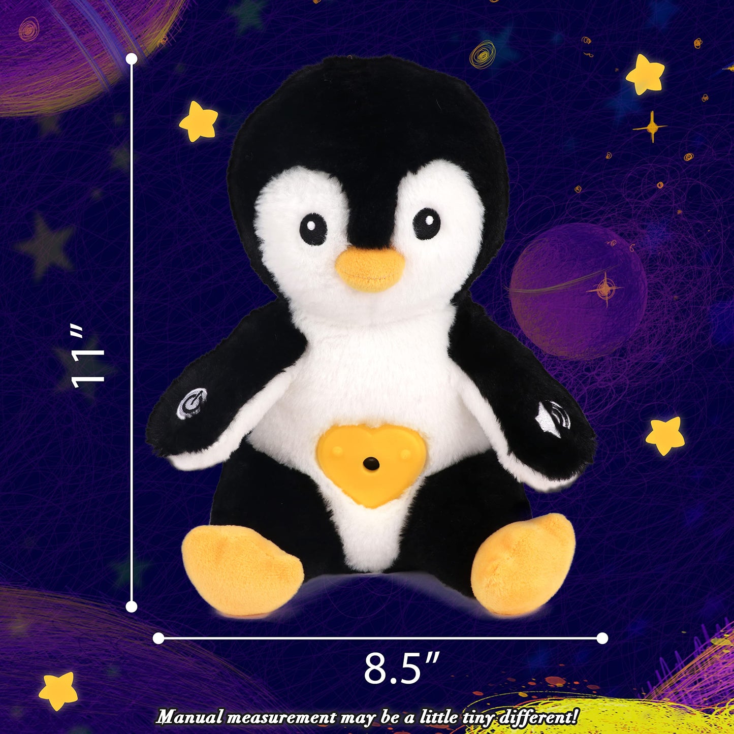 Cuteoy Musical Penguin Plush Star Projector Night Light Stuffed Animals Singing Soother Toys For Kids Lullabies Sounds Sleep Aid Gifts On Birthday Christmas, 11''…
