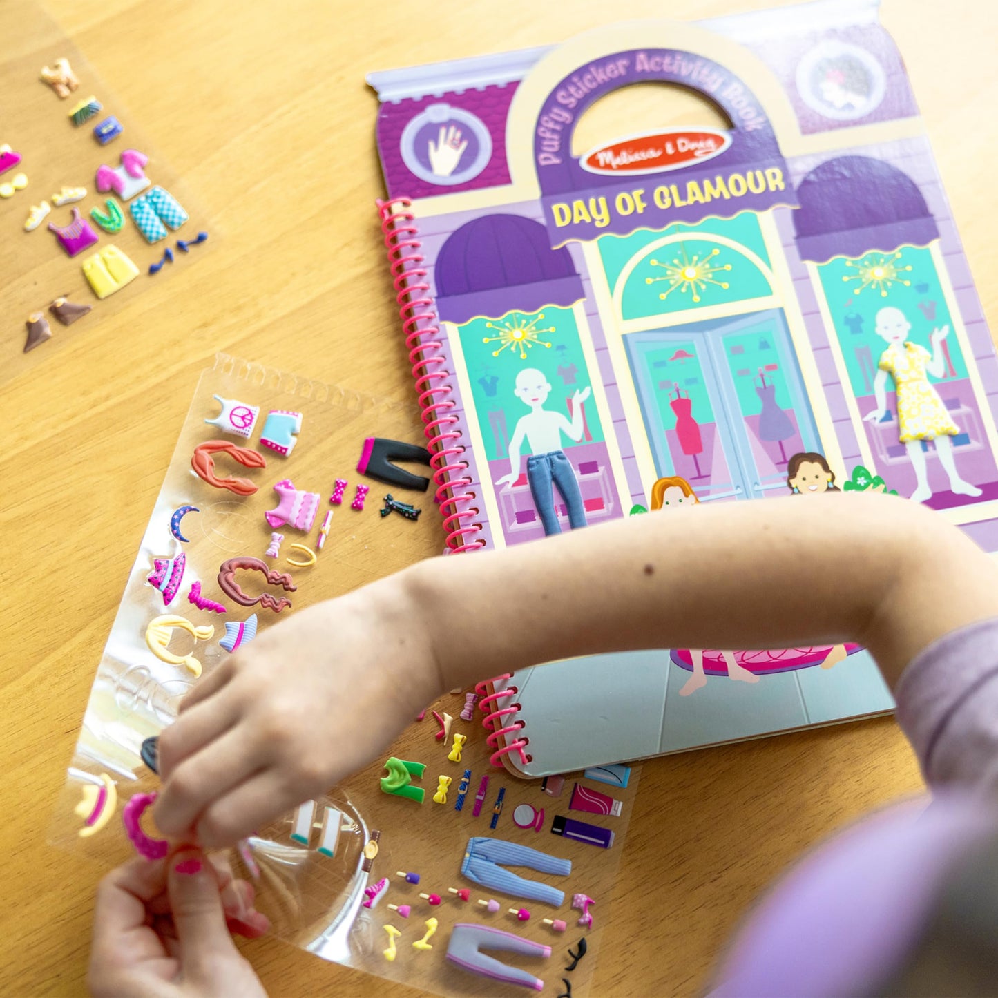 Melissa & Doug Day of Glamour Puffy Sticker Activity Book – 196 Reusable Stickers, Fashion-Themed Travel Toy, Multicolor, 11.2"x8.2"