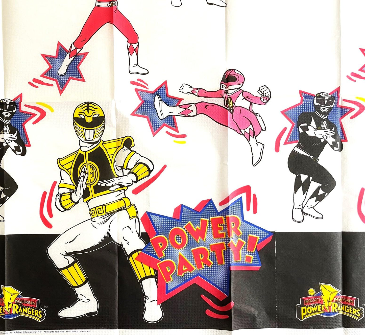 MIGHTY MORPHIN POWER RANGERS Party Decoration Paper Table Cover 54 x 89 1/2 (Officially Licensed Dated 1995)