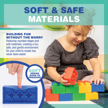 Uniplay Plump Soft Building Blocks - 36-Piece Jumbo Stacking Multicolor Set For Early Cognitive Development And Creative Play - Ages 3 Months+