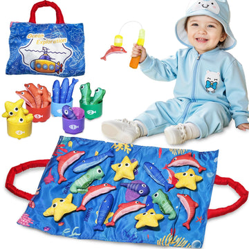 Montessori Toys For 1-3 Year Old,22Pcs Baby Fishing Toy Set For Toddlers With Stacking Cups Educational Learning Toys,Number Cou