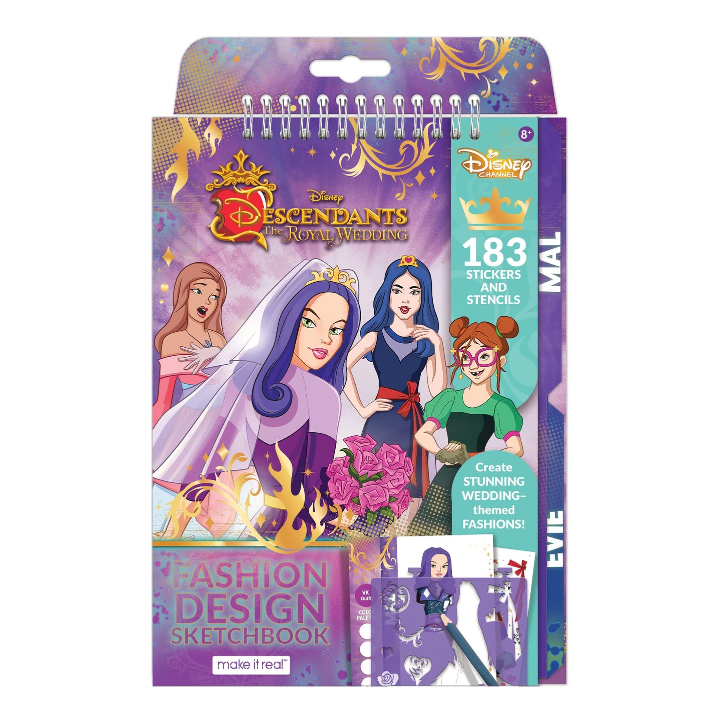 Disney Descendants Royal Wedding Fashion Design Sketchbook for Girls - Create Stunning Wedding-Themed Fashions with 183 Stickers