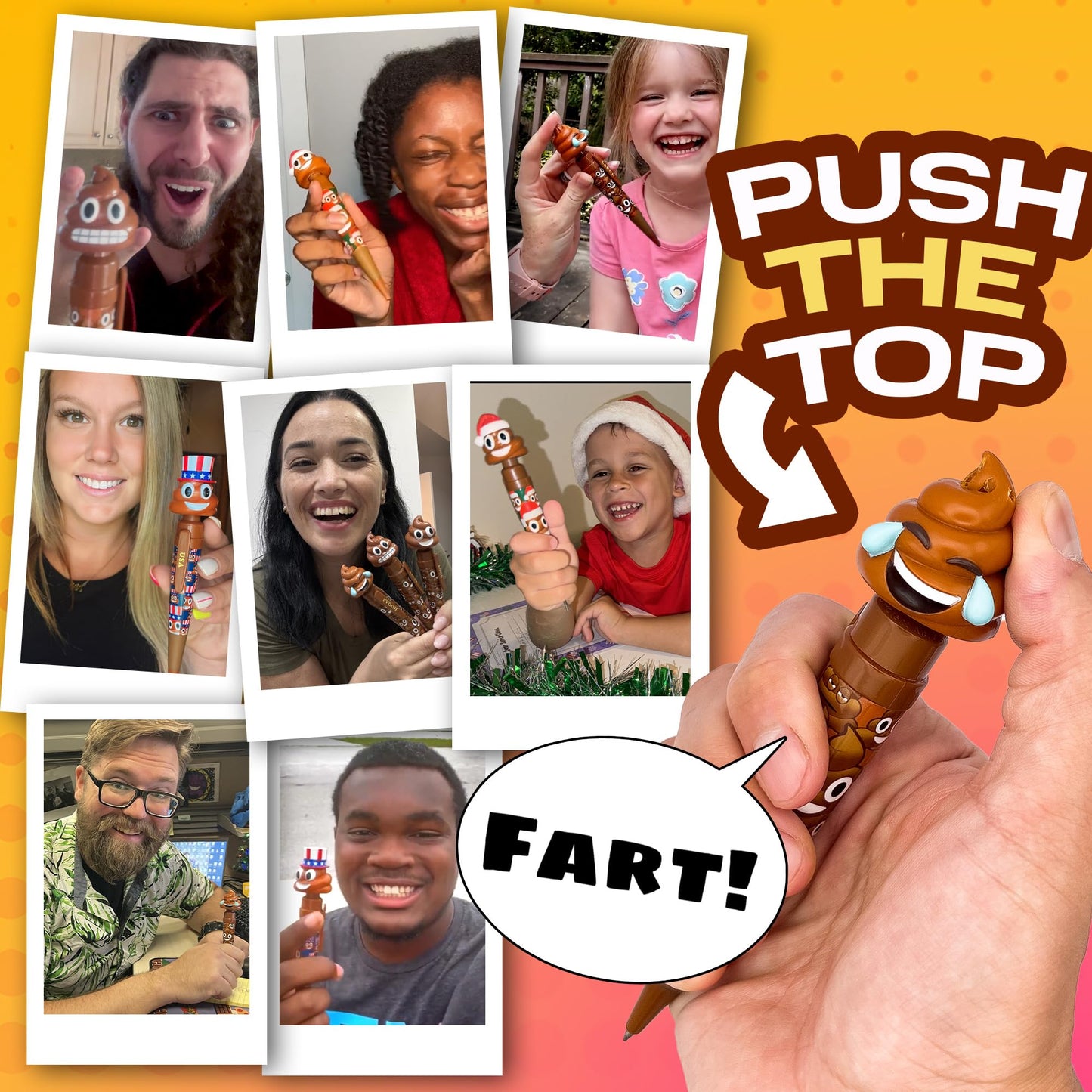Kamhi World Farting Poop Pen With Multiple Funny Sounds - Perfect Novelty Gift For Kids, Teens & Boys - Functioning Pen & Prank Toy For The Entire Family, Fun Gag Present With Big Laughs (Tears)
