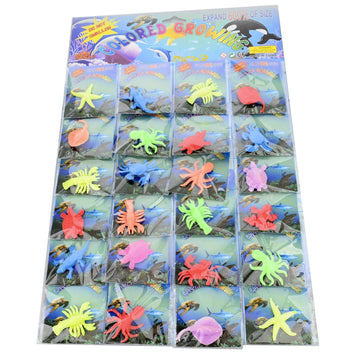 Funlop Sensory Jelly Water Sea Life Creatures - 24 Assorted Glass Animals for Kids, Educational Learning Toy, 28 Piece Assortment