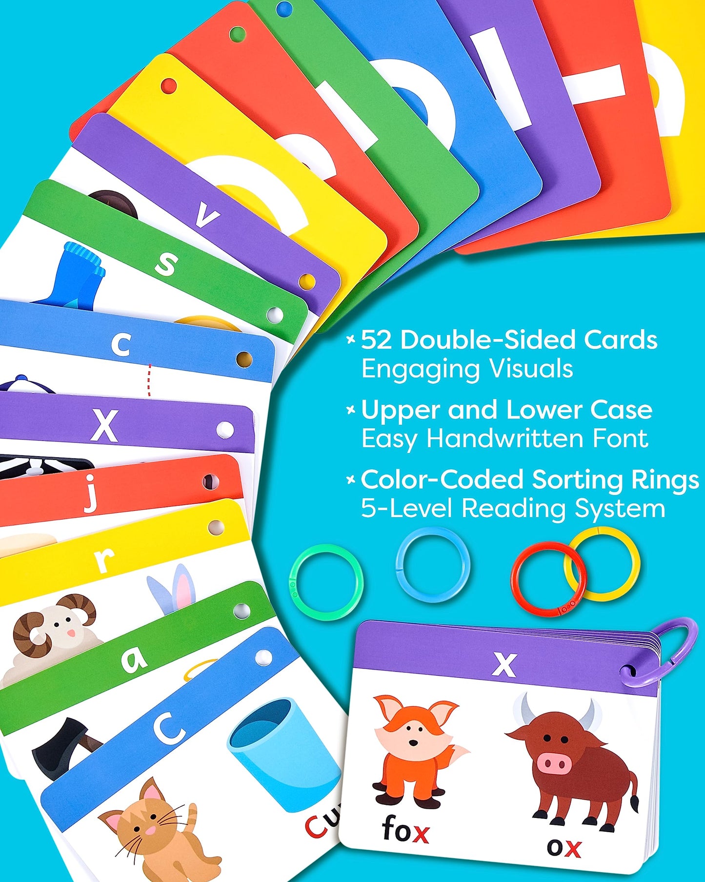 The Bambino Tree Alphabet Flash Cards - Abc Jumbo Flash Cards For Kids Ages 3-6 - Lowercase & Uppercase Letter Recognition Learn