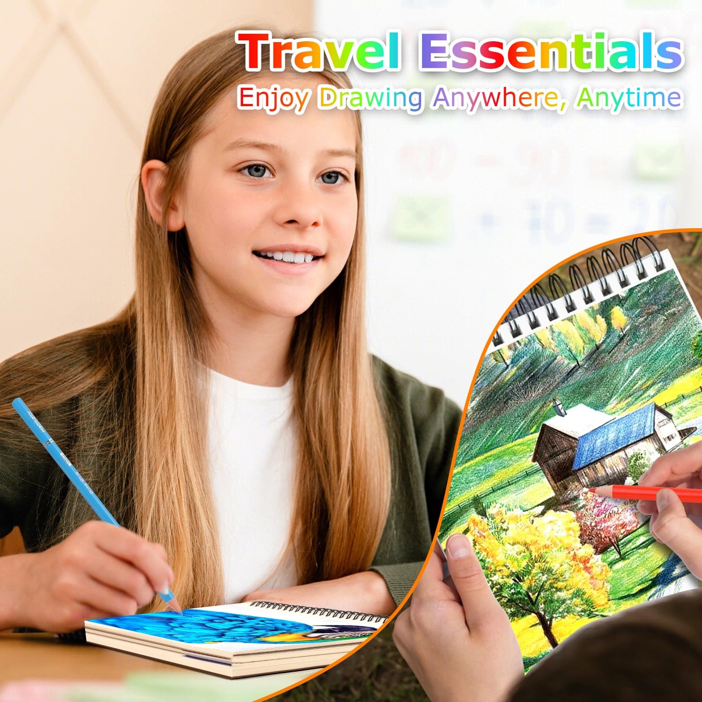 Drawing Pad For Kids, Sketch Pads 50 Sheets, 3-Pack Spiral Bound Drawing Books Bulk 6'' X 9 '' Children Drawing Paper For Crayon