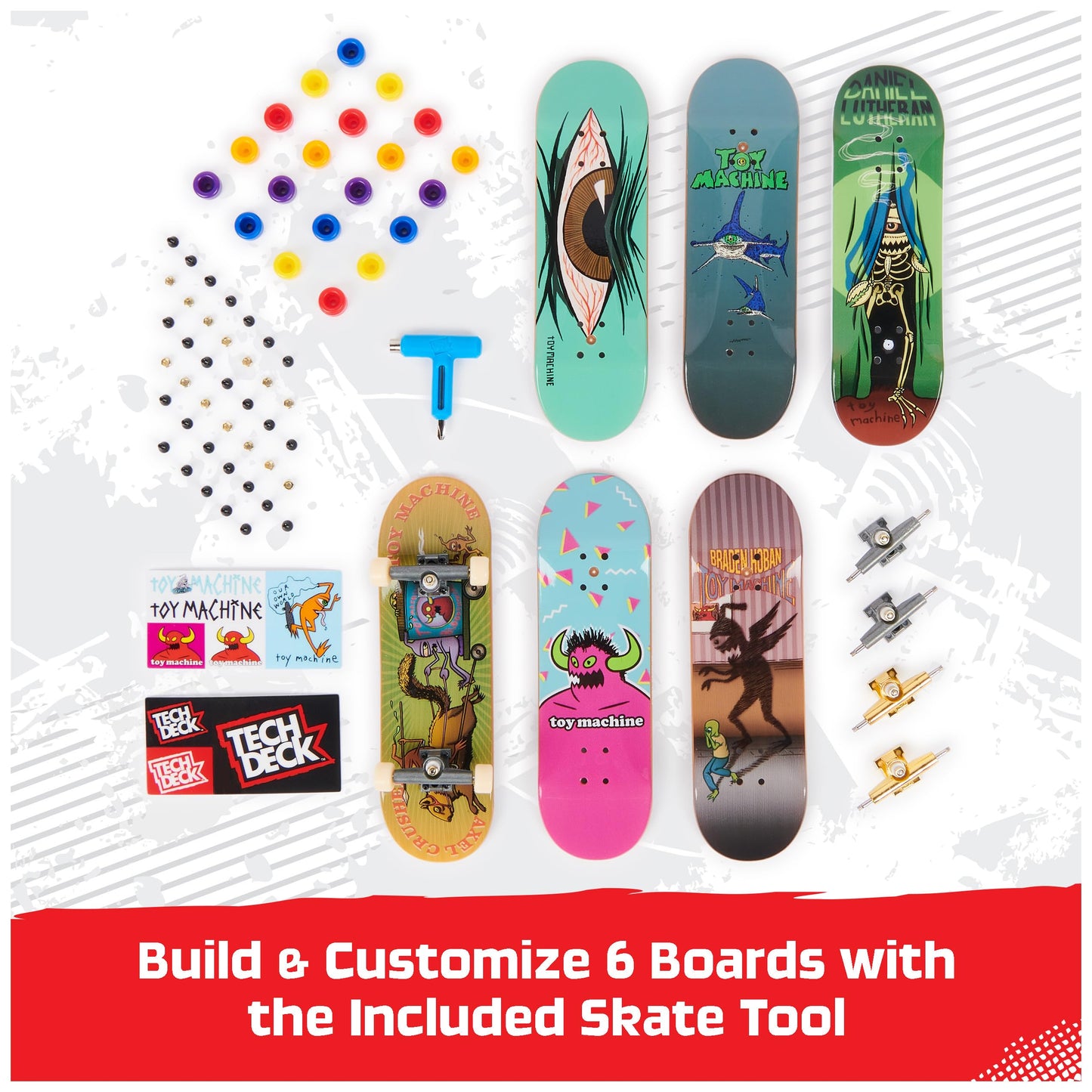 Tech Deck, Toy Machine Sk8Shop Fingerboard Bonus Pack, Collectible And Customizable Mini Skateboards, Kids Toys For Ages 6 And Up