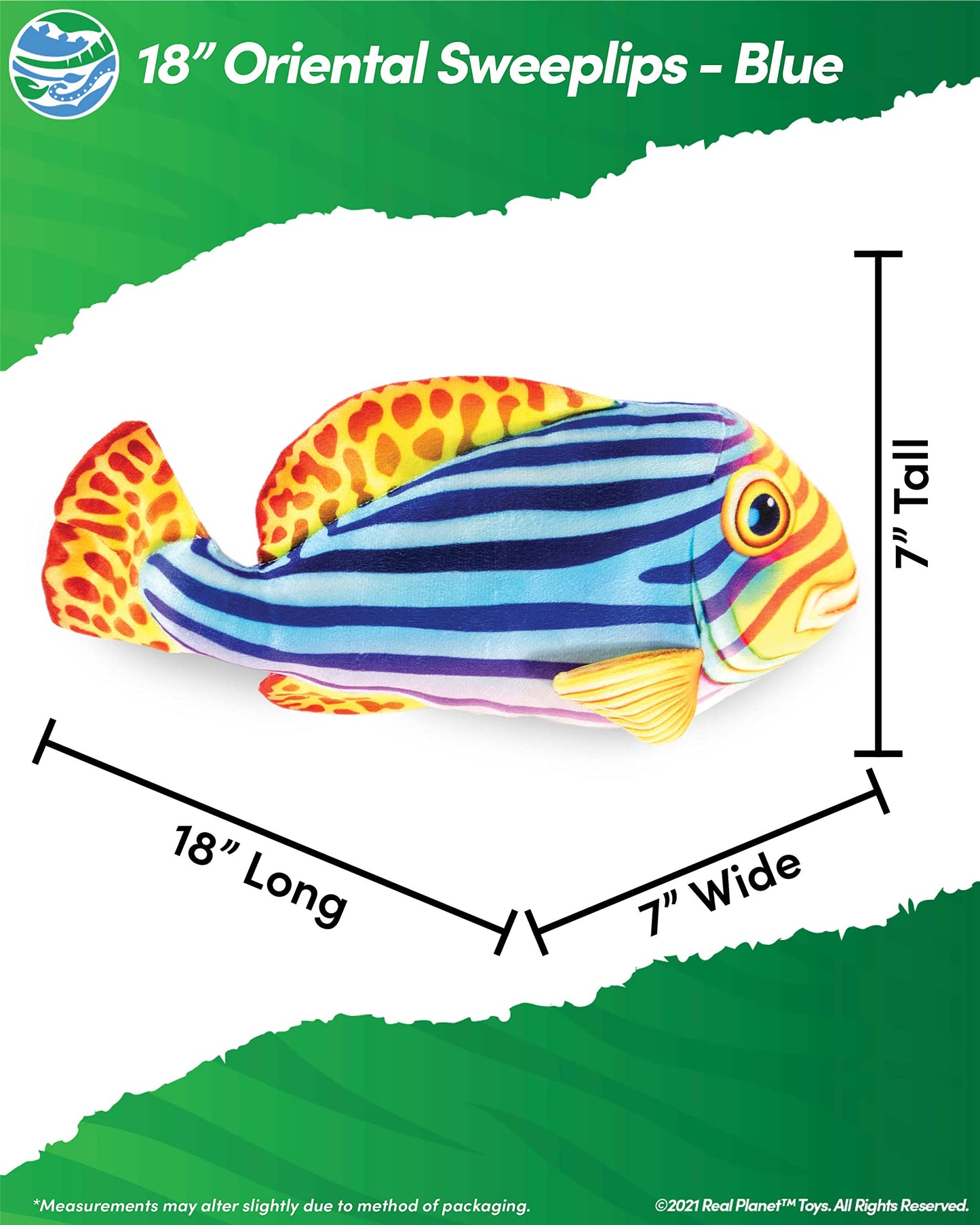 Real Planet Sea Life Plush - Soft Stuffed Animal Gift For Kids All Ages, Sea Ocean Fishing Plushie, Fun Christmas Birthday Gifts (Sweetlips, 13.5') (18' Long)