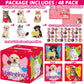 Tevxj 49 Pack Pet Valentine Cards Set - DIY Box for Kids, Classroom, Multi-Color, Cardboard, Model TE0587