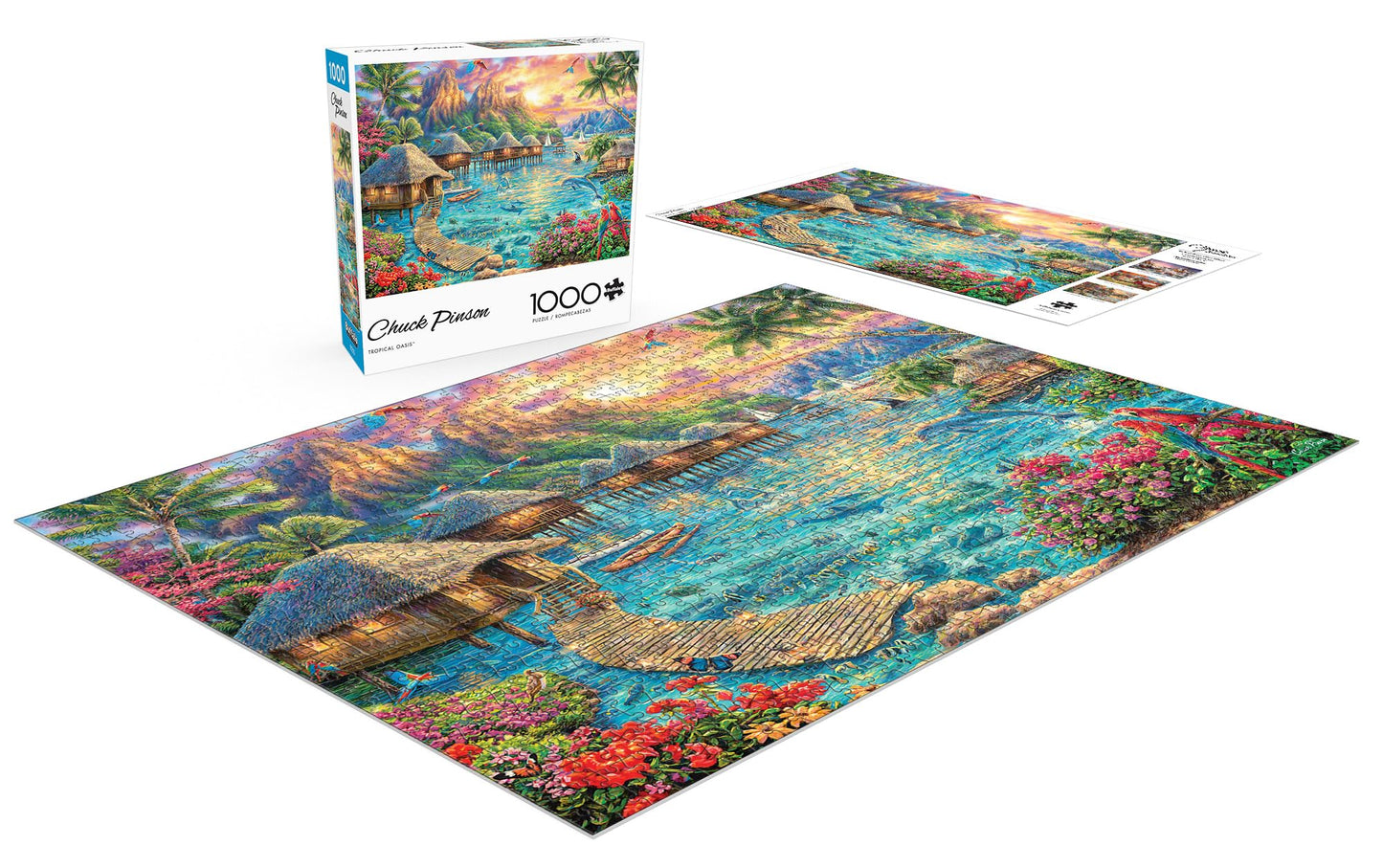 Buffalo Games 1000 Piece Jigsaw Puzzle - Tropical Oasis - Challenging Large Puzzle - Multicolor - Model 12324