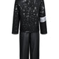 Dance Star Kids Costume For Boys 80S 90S Pop Stage Cosplay Party Halloween Role Play Black 11-12 Years