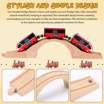 Kigley Wood Train Track Expansion Wooden Train Track Accessories Wooden Train Bridge for Most Major Toy Trains Railway