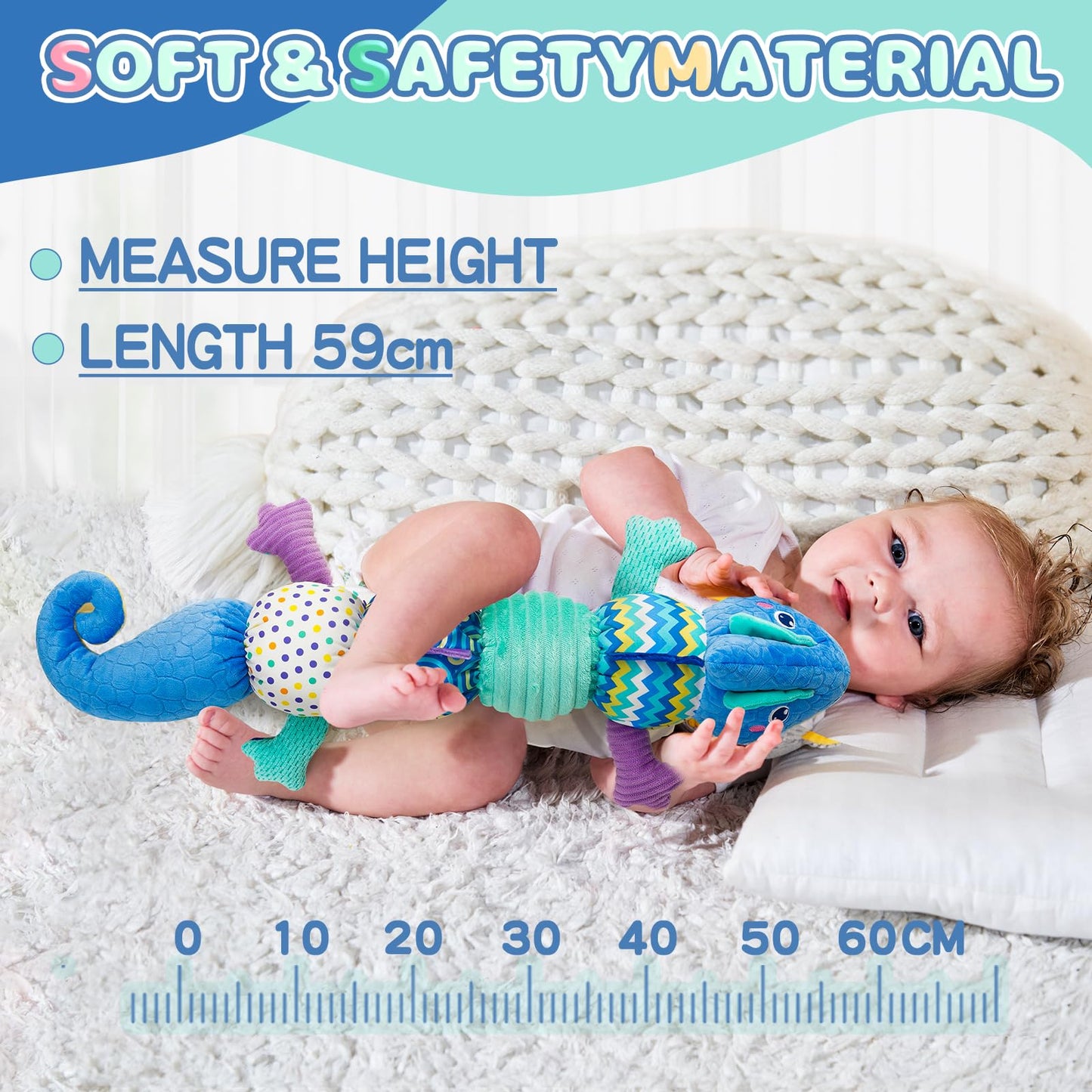 Baby Toys 0-6 Months, Baby Musical Toys - Stuffed Animal Activity Soft Toywith Rattles, Crinkle, Bell;Baby Sensory Teething Toys