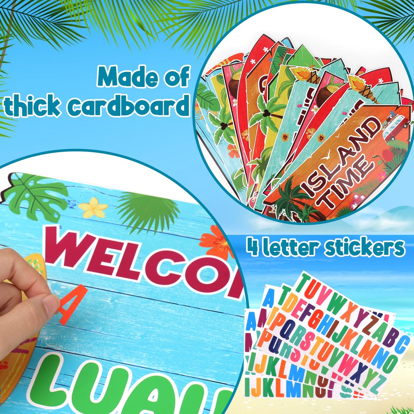 20 Pieces Luau Party Decorations Hawaiian Party Welcome Sign Summer Tropical Party Direction Signs for Fiesta Hawaiian Luau Tiki
