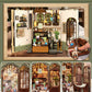 CUTEBEE DIY Book Nook Kit  Miniature House Kits for mature-themed and Teens  DIY Miniature Book Nook kit with Sensor Led Light  Gifts for Lovers and Family (Gallery Bookstore)