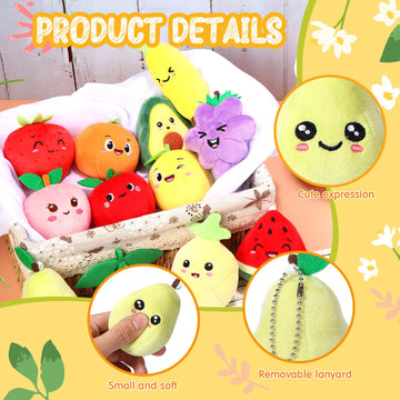 12 Pieces Cute Fruit Plush Toys Colorful Stuffed Fruits Soft Mini Avocado Strawberry Orange Pineapple Peach Lemon Stuffed Doll F