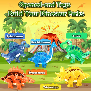 Dinosaur Toys Magnetic Tiles 3D Movable Dinos For Kids 3-5 5-7 Toddler Outdoor Sensory Toys, Stem Educational Magnetic Blocks For 3+ Years Old Boys Girls Kids Toys