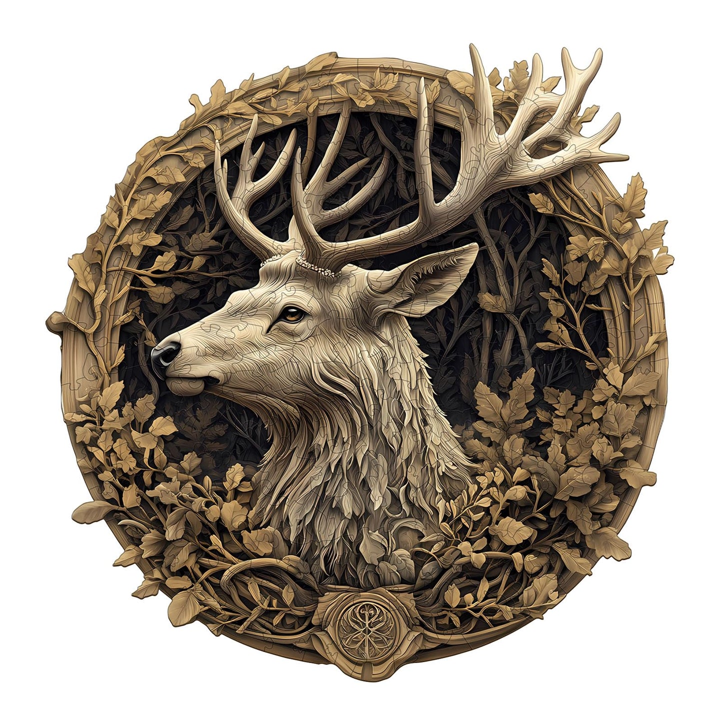 Wooden Puzzles For Adults, Wooden Jigsaw Puzzles For Adults Kids, 3D Vision Effect-3D Deer Unique Shaped Wood Puzzles Adult, Cre