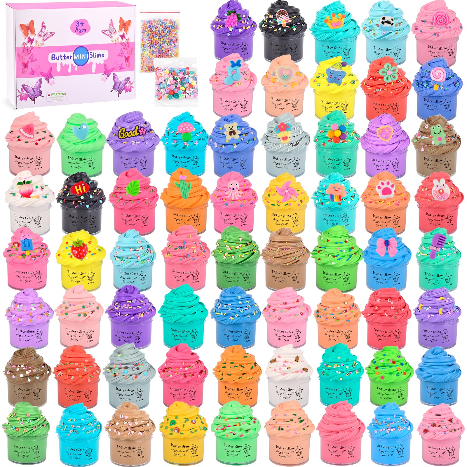 64 Pieces Mini Slime kit Butter Slime Party Favors  Slime Bulk Toy for Classroom Prizes  Christmas Stocking Stuffers  Goodie Bag Stuffers for Kids Boys Girls  Ideal Birthday Easter Filling Gifts