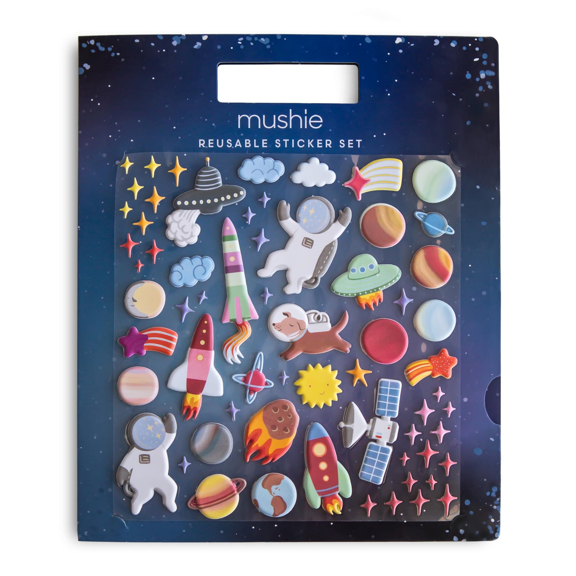 mushie Reusable Sticker Book Set (Space) | 100+ Removable Puffy Stickers | Arts & Crafts Activity for Kids | Ages 3+
