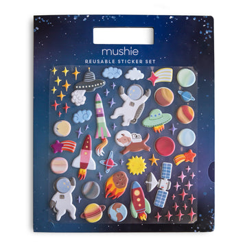 mushie Reusable Sticker Book Set (Space) | 100+ Removable Puffy Stickers | Arts & Crafts Activity for Kids | Ages 3+