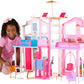 Barbie 3-Story Townhouse Dollhouse with Elevator, Swing Chair, Furniture and Accessories, Fold for Portability and Travel (Amazon Exclusive)-New Condition