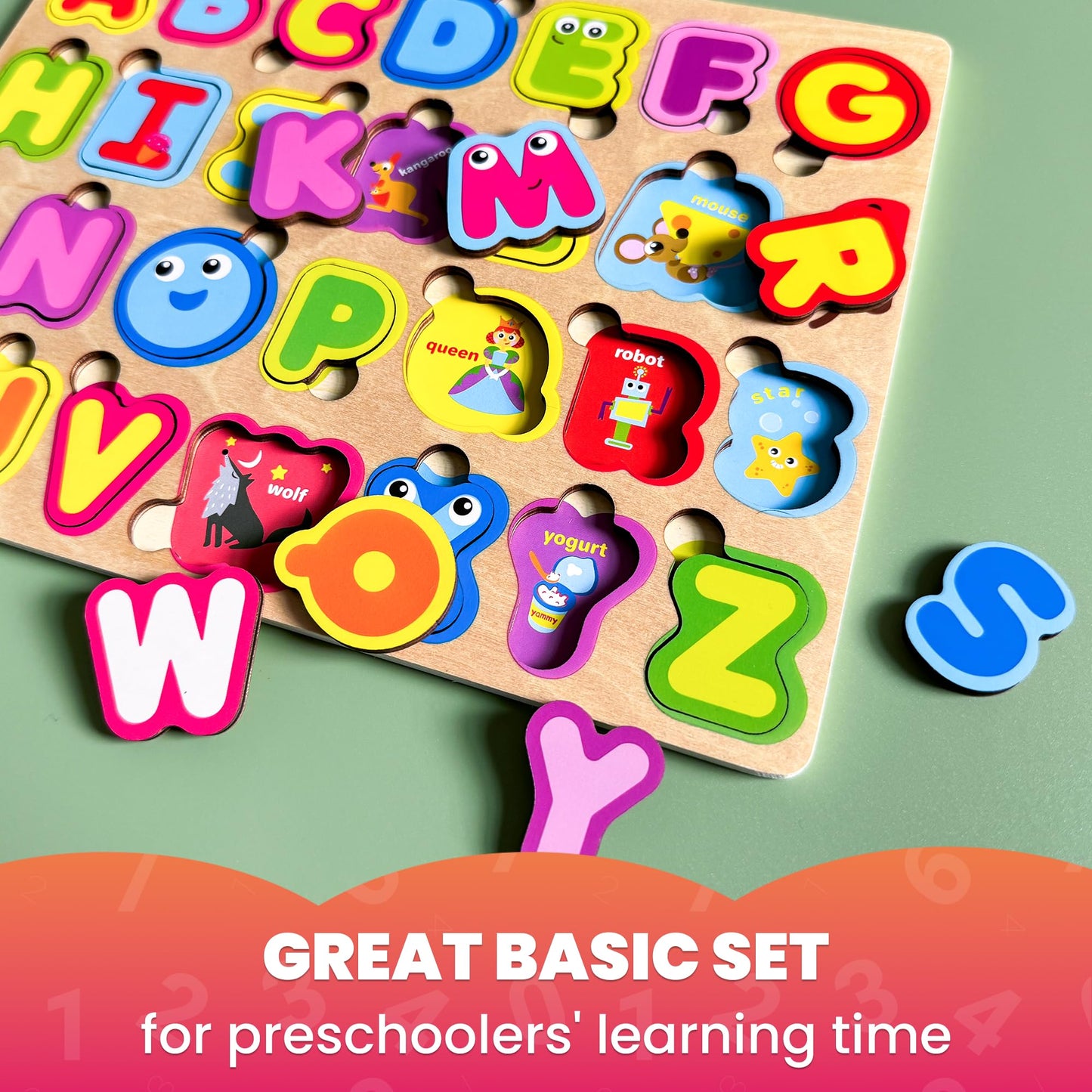 Quokka Montessori Alphabet Puzzle For Toddlers - Educational Wooden Toys For Kids Ages 3-5, Learning Letters And Abc Recognition, Preschool Activity Board For Fine Motor Skills And Learning Activities