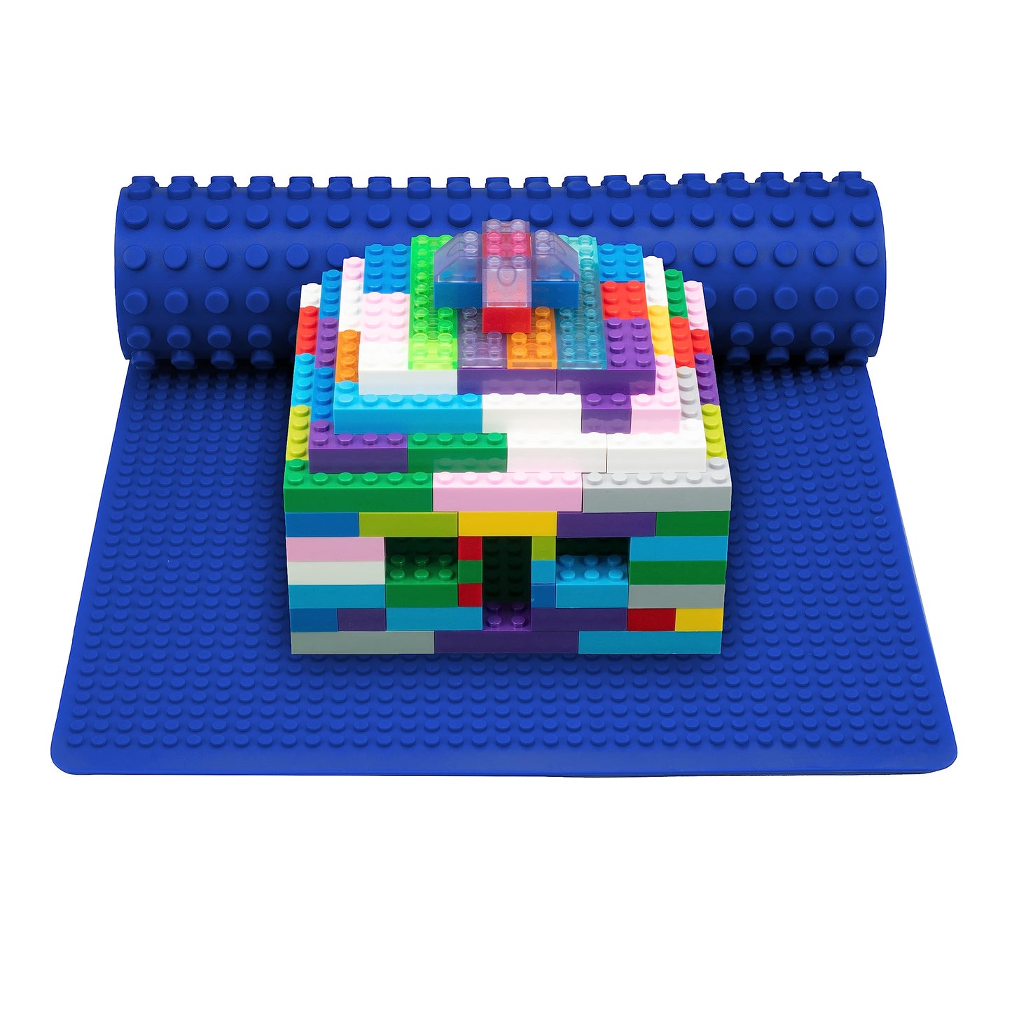 SCS Direct Brick Building Blocks Silicone Playmat - 16" Portable Green Playmat for Kids, Compatible with All Major Brands, Model BRK-PLM